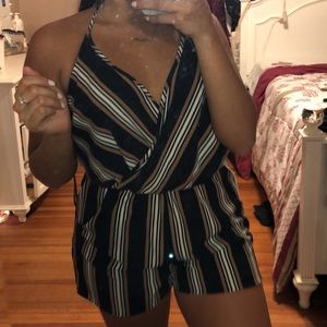 Windsor romper w/ open upper back and front plunge